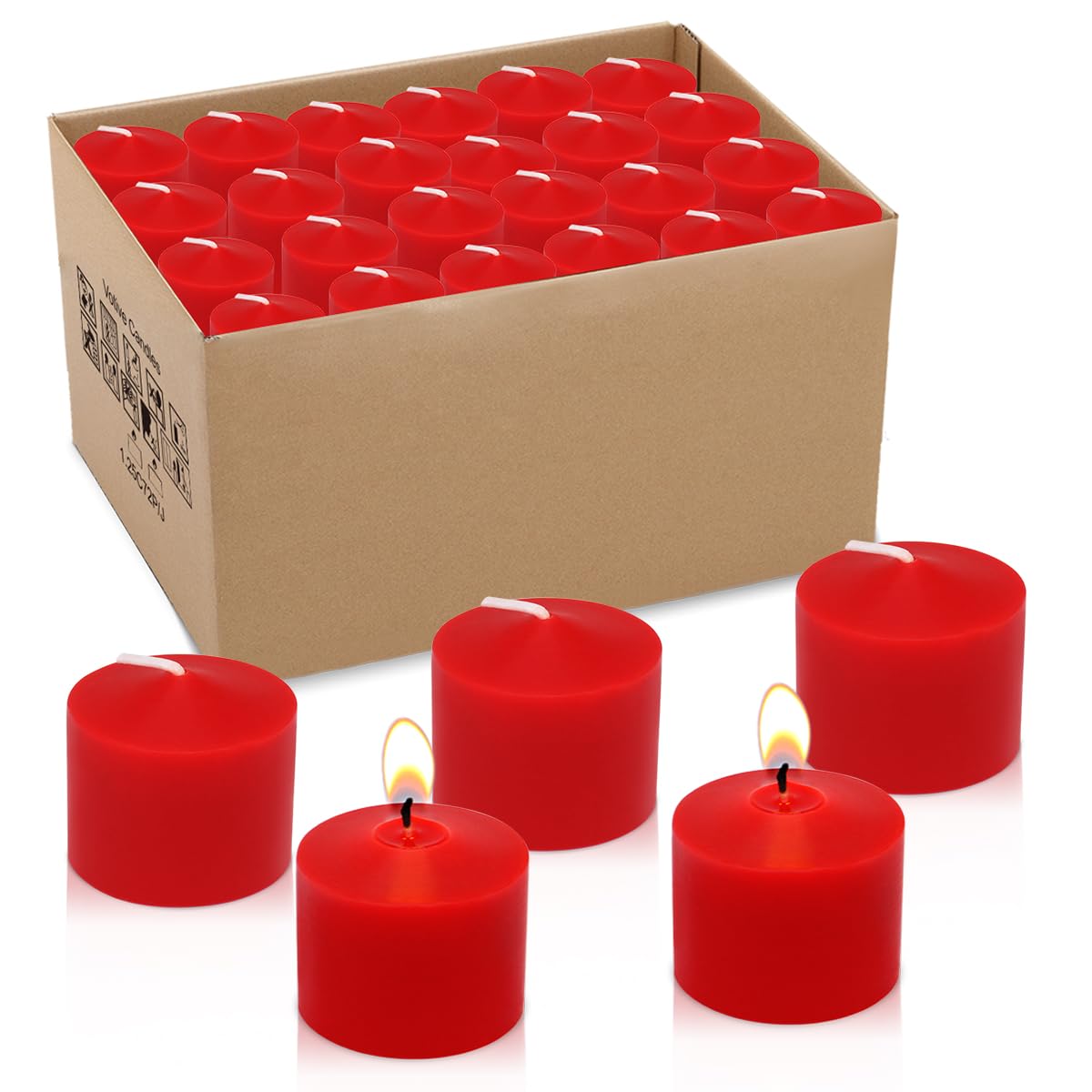 Amusaer Unscented Red Votive Candles in Bulk, 72 Packs Small Wax Candles for Wedding, Party & Home (8 Hour), 1.5"" D x 1.25"" H