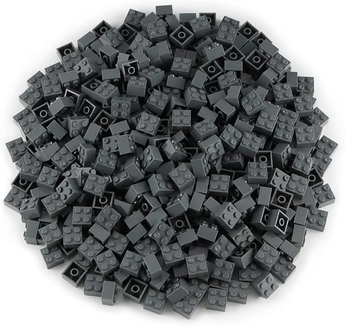 Feleph 2x2 Bricks Dark Stone Gray 400 Pieces Parts Classic Building Creative Play Blocks Set Toy Compatible with 3003 Major Brick Brands