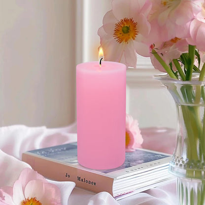 Hand Pink 2.8x6 Pillar Candles Set of 3 - Rustic Unscented No Drip Wax Candles for Home Decor, Weddings, Centerpieces