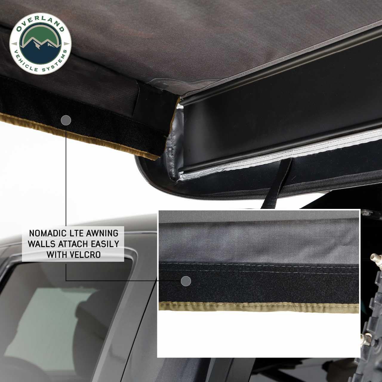 Overland Vehicle Systems 18159919 HD Nomadic 180 LTE Awning Wall with Door and Mesh Windows | Velcro Attachment | Weather-Resistant | Insect Protection | Awning Sold Separately