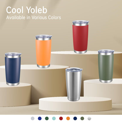 Cool Yoleb 20 oz Tumblers Bulk Stainless Steel Tumbler with Lid Double Wall Vacuum Insulated Coffee Mug 20oz Powder Coated Cup for Hot and Cold Drinks, Red, 12 pack