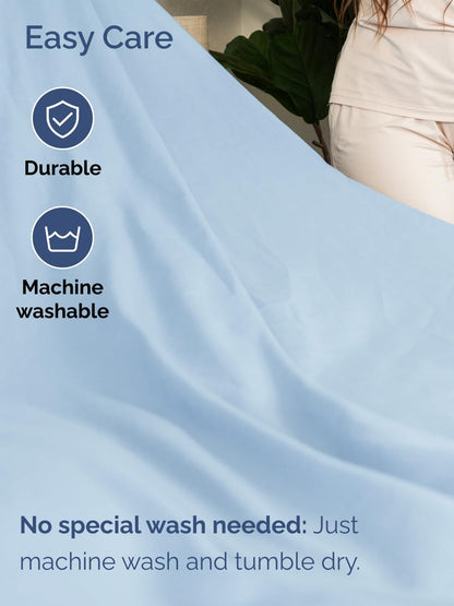 Skiennix Extra Deep Split King Sheet Set - 7 Piece Breathable Cooling Bedding - Soft Wrinkle-Free Light Blue
