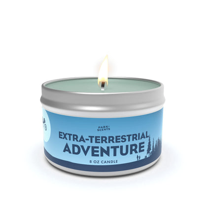 Park Scents ET Extra-Terrestrial Adventure Candle Soy, Handmade in The USA Accurate Smell Like The Scent of The Forest Queue at E.T. Ride Universal Studios Orlando E.T. Merchandise (8 oz. Tin)