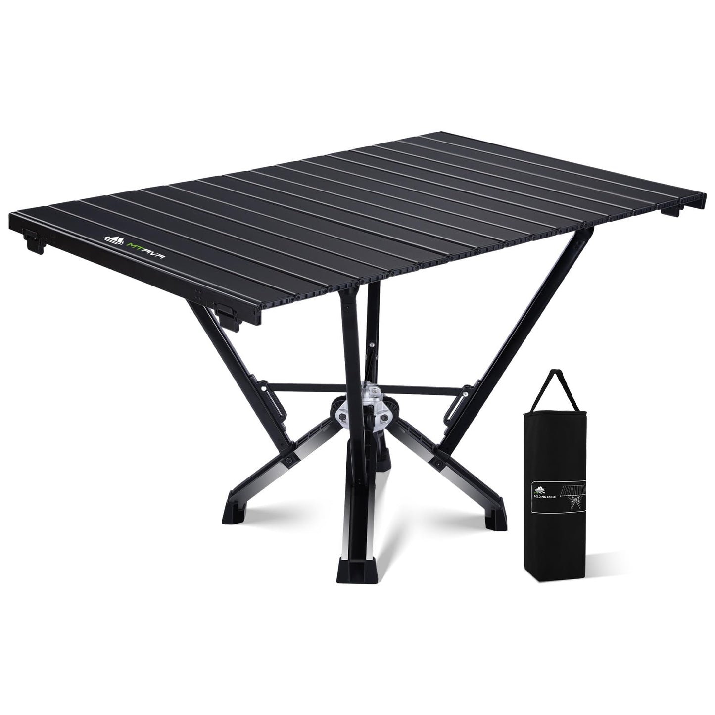 MTRVR Folding Camping Table — Stable Roll-Up Aluminum Design, Solid Support Structure, Portable Outdoor Table for Camping, Cooking, RV & Travel