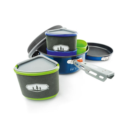 GSI Outdoors Bugaboo Backpacker Advanced Cookset – Ceramic Non-Stick Coated, Includes 2L Pot, 8" Fry Pan, Accessories