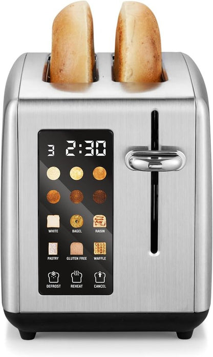 Elite Gourmet 2-Slice Toaster - Digital Countdown, Extra-Wide Slots for Bagels, Stainless Steel