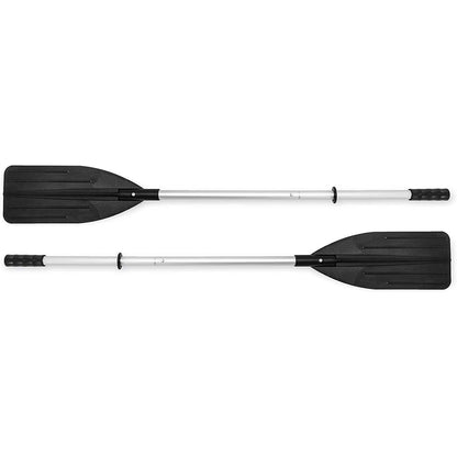 Intex 68324EP Excursion 4 Inflatable Boat Set: Includes Deluxe 54in Boat Oars and High-Output Pump – Adjustable Seats with Backrest – Fishing Rod Holders – 4-Person – 1100lb Weight Capacity