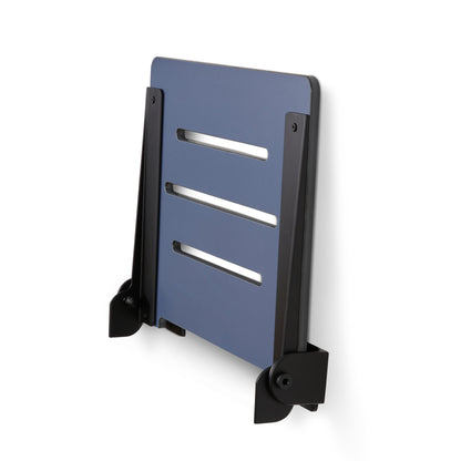 18 inch Silhouette Slimline Folding Wall Mount Shower Bench Seat, Navy Seat with Matte Black Frame