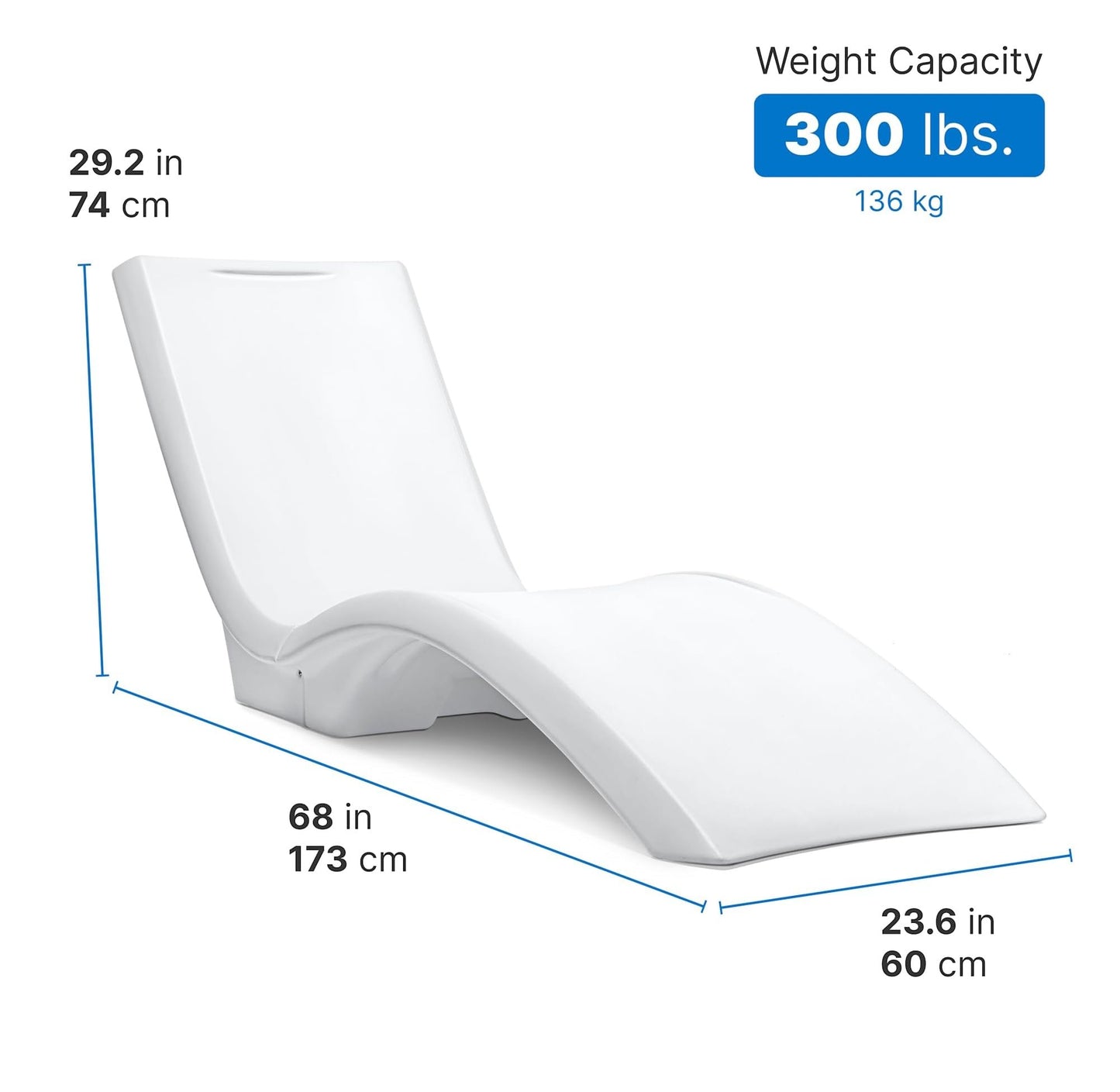 Step2 Vero Pool Lounger, Fade-Resistant, Waterproof Patio Furniture, Pool Lounge Chair for Sun Shelf, Use in Pools with Shelves Up to 12-Inches Deep or Outside Pool Deck, Weighted, White