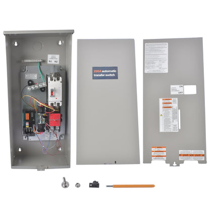 200 Amp Single Phase Generator Automatic Transfer Switch Compatible with Generac RXSW200A3, 120/240V, NEMA 3R Aluminum Enclosure, Indoor/Outdoor Use, Power Management Compatible