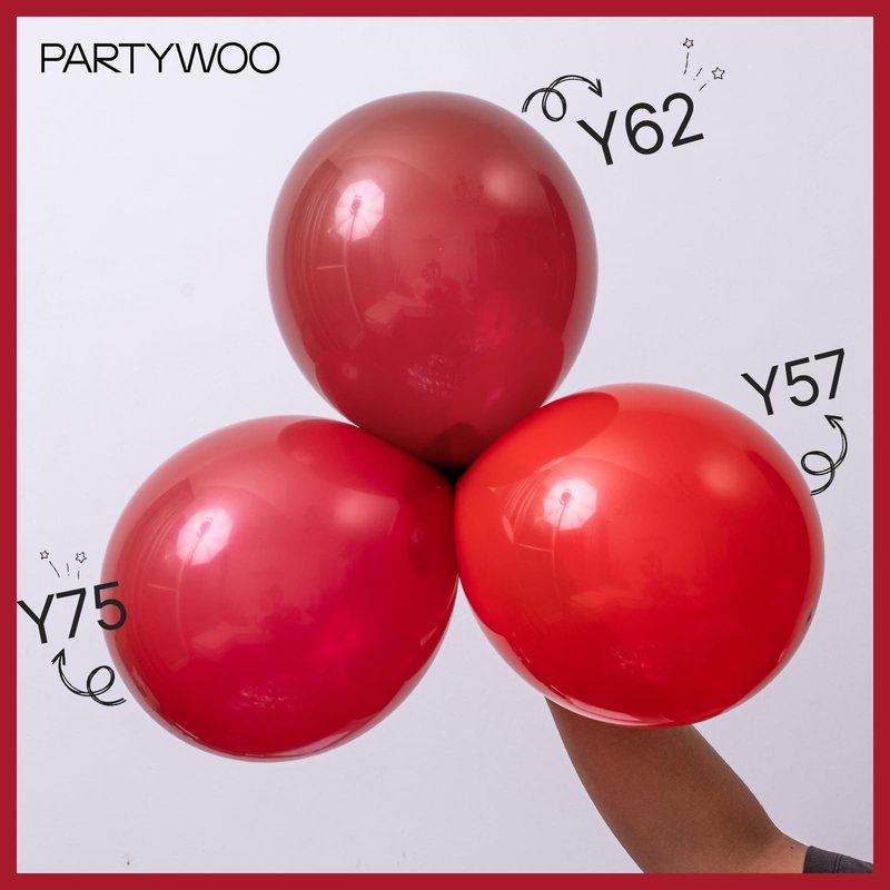 PartyWoo Red Balloons, 100 pcs Matte Balloons Different Sizes Pack of 36 Inch 18 Inch 12 Inch 10 Inch 5 Inch Latex Balloons for Balloon Garland or Balloon Arch as Party Decorations, Red-Y57