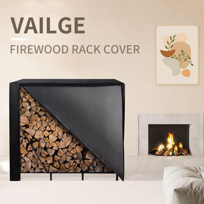 Vailge Firewood Rack Cover - Waterproof 8FT Outdoor Protector with Full Zipper & Windproof Straps