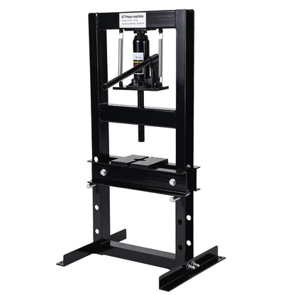 Heavy Duty Hydraulic H-Frame Shop Press – 6 Ton Manual Press, Adjustable Worktable, Stamping Plates, Industrial Steel Construction – for Auto Repair, Garage, Metalworking – Black, 6T