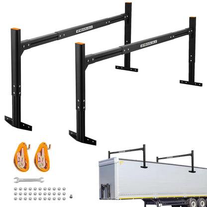 800 lbs Capacity Aluminum Trailer Ladder Rack,Cargo Box Truck Ladder Rack,Adjustable 6FT to 8.2FT Trailer Roof Ladder Rack with 2 Straps for Universal Enclosed Trailers and Open Trailers