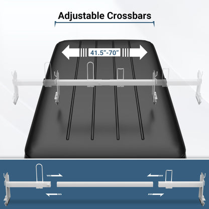 Neorexon Universal Van Roof Rack 3 Bar Set, Adjustable Length 41.5''- 70'', Van Roof Ladder Rack Fit for Chevy Express 1500 2500 3500 Ford Econoline GMC Savana Cargo Vans with Rain Gutter, White