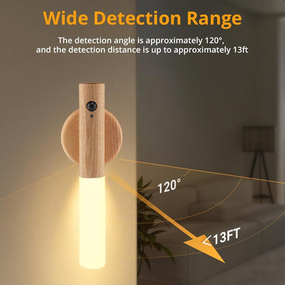LANDGOO Ash Wood Nursery Night Light - Baby Safe Motion Sensor, Rechargeable, Wall Mount & Portable, Model 240814010003