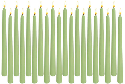 20-Pack Sage Green Taper Candles Unscented, 10 Inch Tall Dinner Table Candles for Wedding Centerpieces, Bulk Candlesticks Smokeless Dripless, Green Decorative Candle for Home Decor