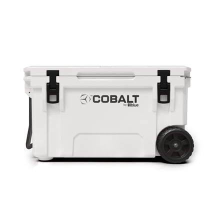Cobalt 55 Quart Roto-Molded Super Ice Cooler | Large Ice Chest - Long Term Ice Retention | (White (Wheeled))
