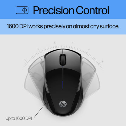 HP X3000 G3 Wireless Mouse - Black, 15-Month Battery, Side Grips for Control, Travel-Friendly, Blue LED, Powerful 1600 DPI Optical Sensor, Compatible with Wins PC/Laptop, Mac, Chromebook (683N7AA)