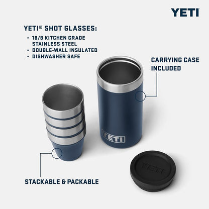 YETI Shot Glasses with Carrying Case, Set of 4, Navy