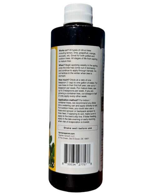 Farmer's Secret Citrus Tree Booster Fertilizer - Super Concentrated Formula for All Citrus Trees - 8oz