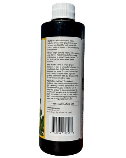 Farmer's Secret Citrus Tree Booster Fertilizer - Super Concentrated Formula for All Citrus Trees - 8oz