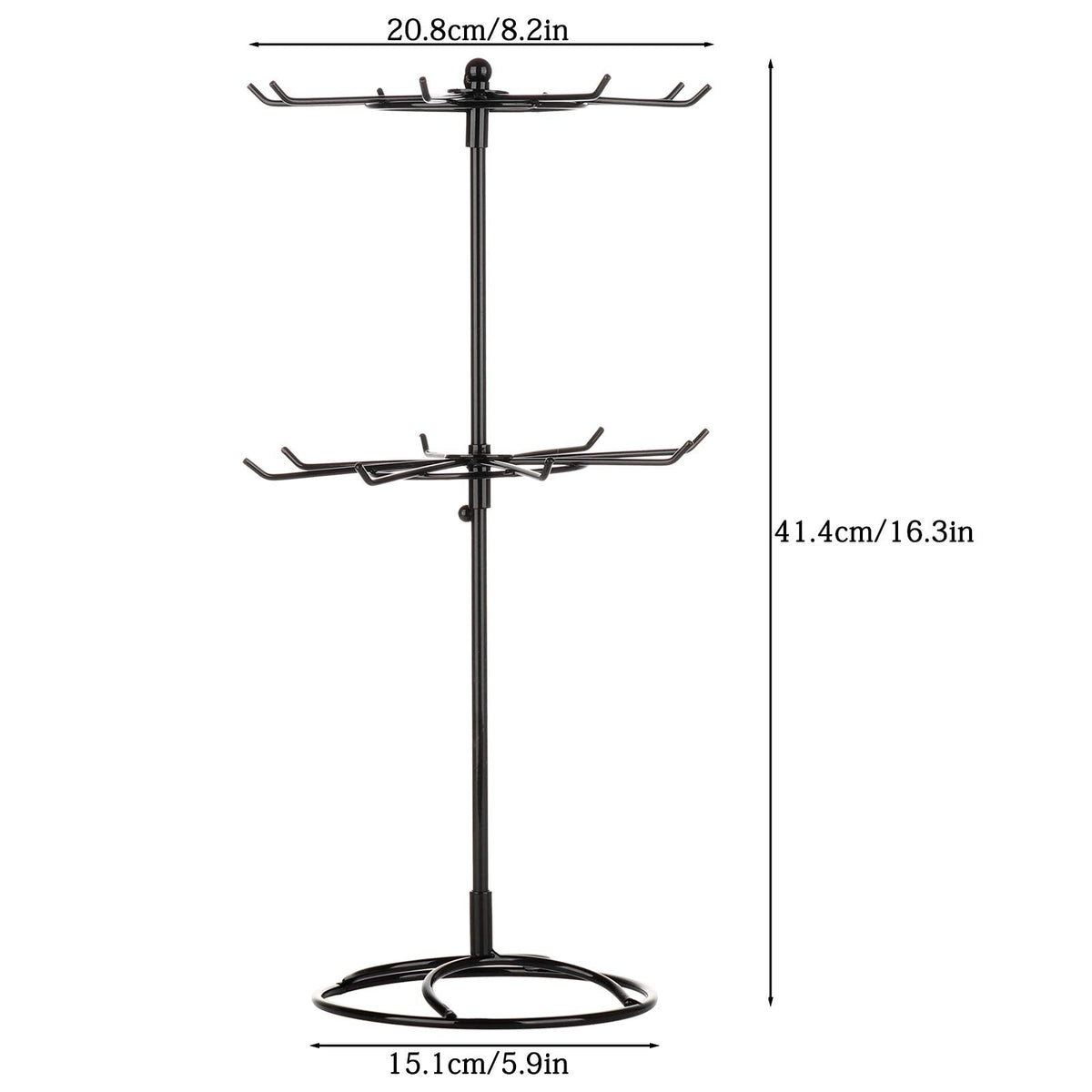 2 Tier Jewelry Display Holder,Retail Spinner Display Stand,Rotating Bracelet Storage Rack,Dressing Table,Black