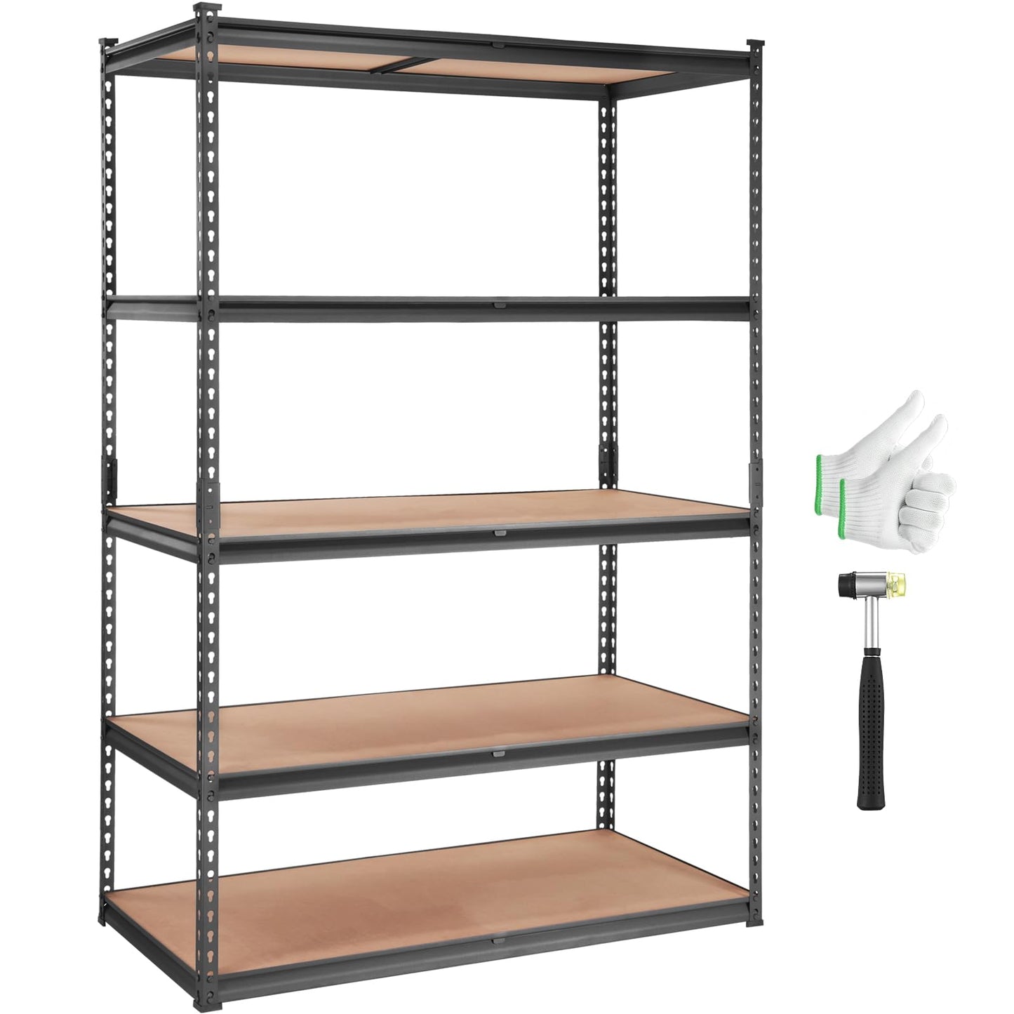 VEVOR Storage Shelving Unit, 5-Tier Adjustable Storage Shelves, 48" L x 24" W x 72" H Heavy Duty Garage Storage Shelves, Metal Shelves for Kitchen Pantry Basement Bathroom Laundry