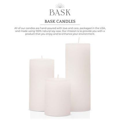 BASK Mottled Pillar Candles - Unscented White Pillar Candles Set of 3 - Dripless, Smokeless for All Occasions