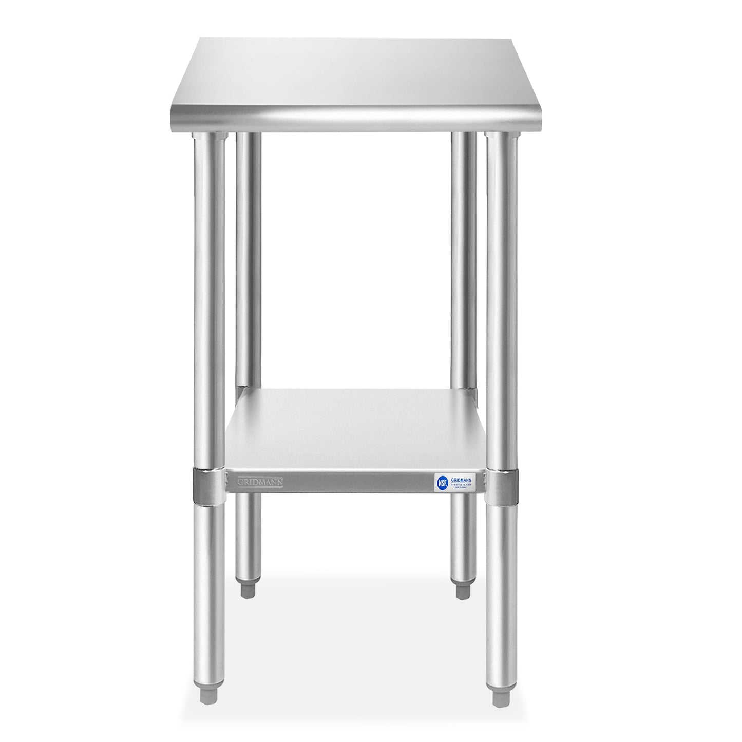 GRIDMANN Stainless Steel Work Table 18 x 24 Inches, NSF Commercial Kitchen Prep Table with Under Shelf for Restaurant and Home