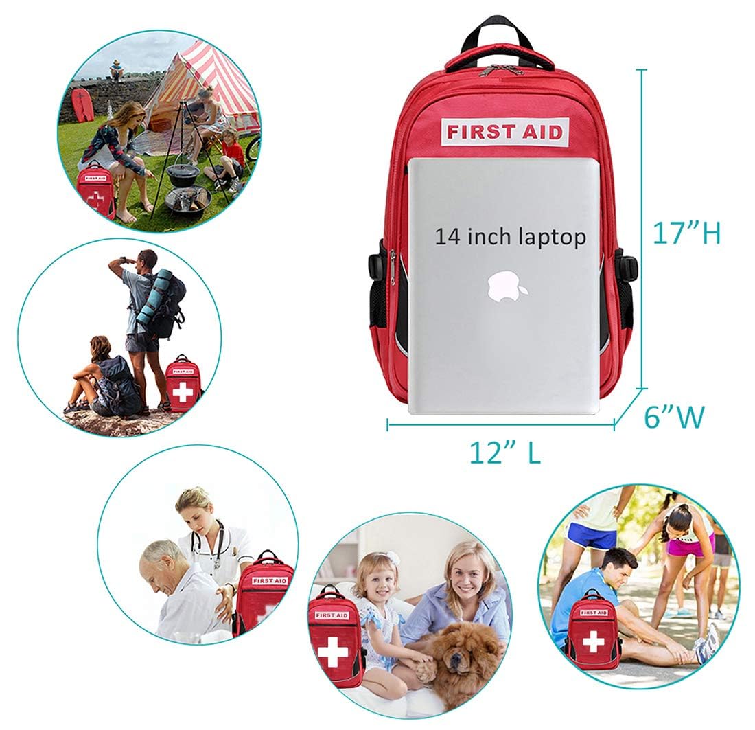 Camoredy First Aid Bag Empty Red Emergency Medical Bag First Responder Trauma Multi-Pocket Traveling Field Trips Camping Essentials (Red, Pack of 10)