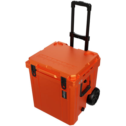 Cubix Outdoors QuadraX 46QT Wheeled Rotomolded Portable Hard Cooler for Camping, Fishing, Beach | Heavy Duty Insulated Ice Chest with Wheels and Handle | Cold Retention 5 Days (Ember Orange)