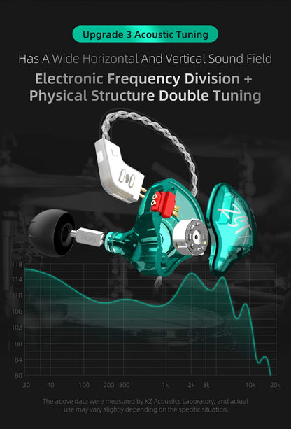 KZ ZST X in-Ear Monitors, Upgraded Dynamic Hybrid Dual Driver ZSTX Earphones, HiFi Stereo IEM Wired Earbuds/Headphones with Detachable Cable for Musician Audiophile (with Mic, Purple)