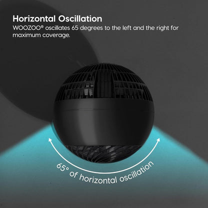 IRIS USA WOOZOO Air Circulator Fan with Remote, Oscillation, 5 Speeds, 82ft Max Air Distance, 90° Adjustable Tilt, 30db Quiet Motor, Small Fan for Bedroom, Office, Dorm, Black