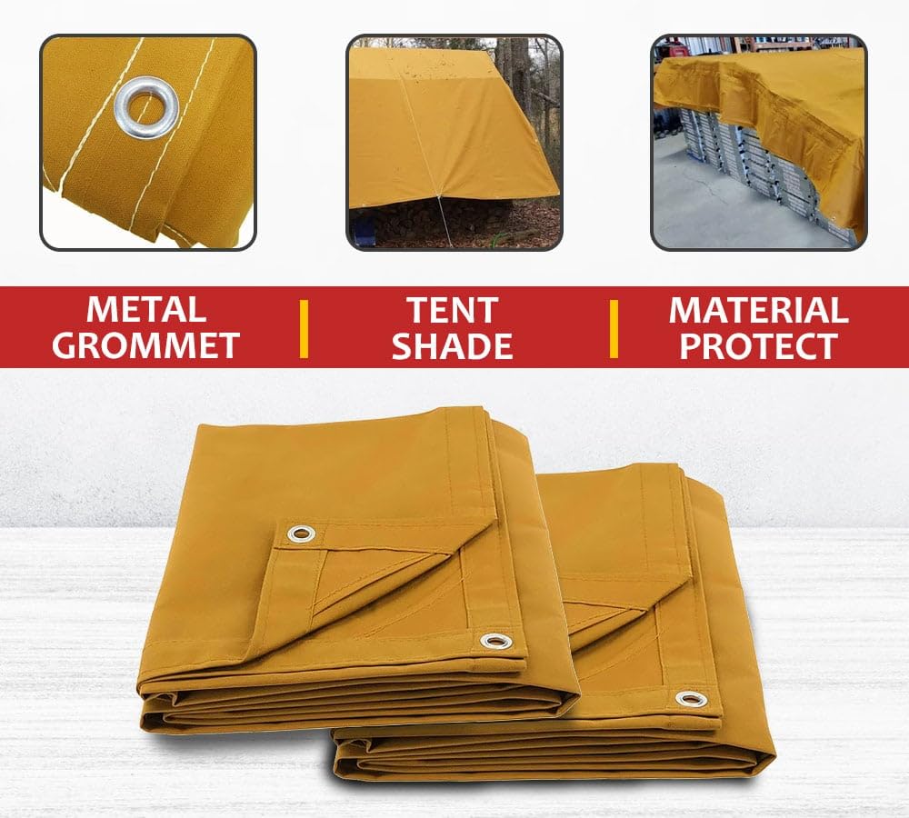Mytee Products 20' x 20' Tan Canvas Tarp 12oz Heavy Duty Water Resistant