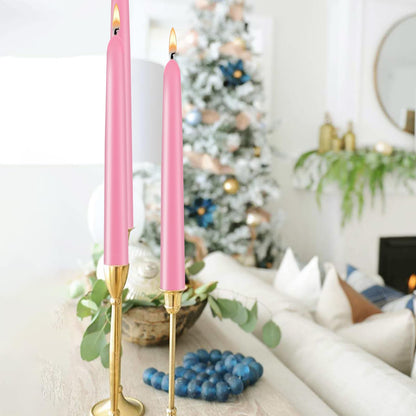 10 Inch Pink Taper Candles Set of 20, Dripless and Unscented Candle Sticks for Dinner, Shabbat, Halloween, Christmas, Wedding, 8 Hours