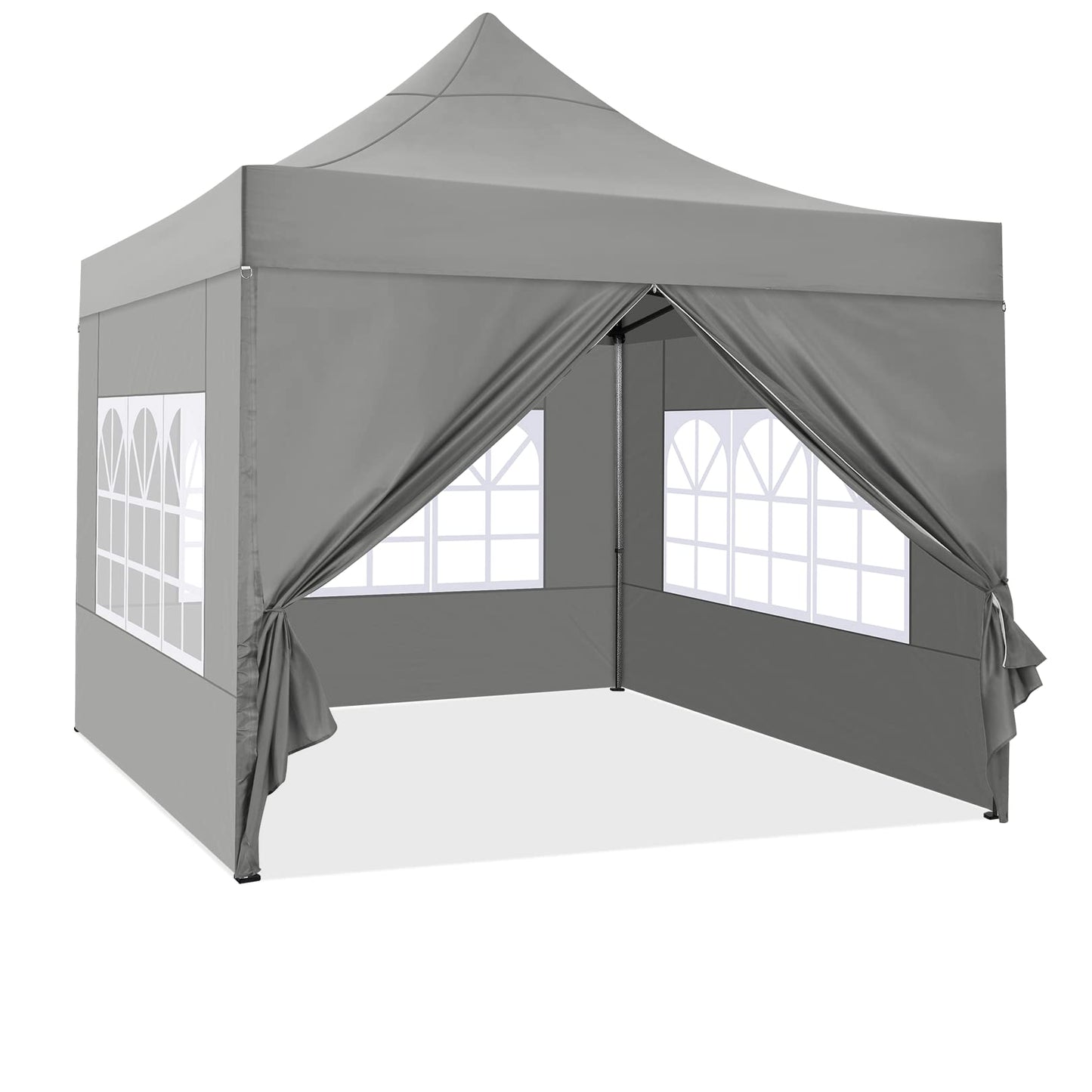 COBIZI 10x10 Pop Up Canopy with 4 Sidewall,Heavy Duty Canopy UPF 50+ All Season Wind Waterproof Commercial Outdoor Wedding Party Tents for Parties Canopy Gazebo with Roller Bag(10 x 10 ft Gray)