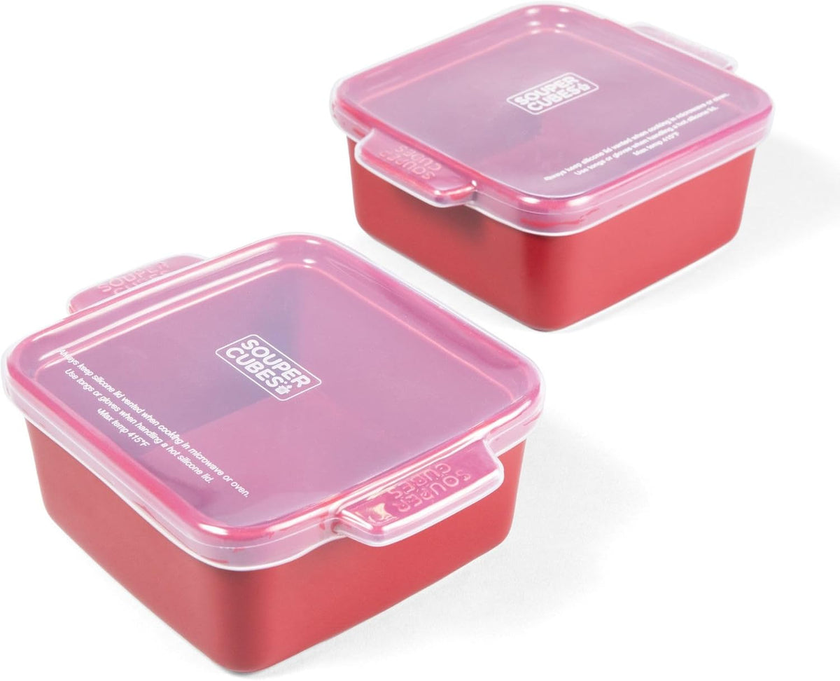 Souper Cubes | 5 x 5 Stoneware Baking Dishes with Silicone Covers - Set of 2