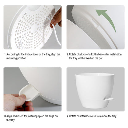UOUZ Large Self Watering Pots, 12/10/9 Plastic Planters with High Drainage Holes and Deep Reservoir for Indoor Outdoor Garden Plants and Flowers, White