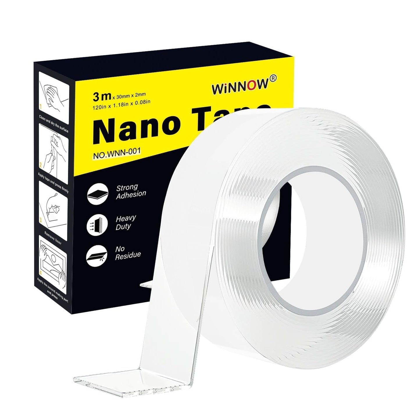 Double Sided Heavy Duty Extra Strong Adhesive Tape -Indoor/Outdoor General Purpose Nano Tape for Securing Picture Frames, Carpets. - Reusable and Without Leaving Adhesive Marks (1.18 inches x 10 feet)