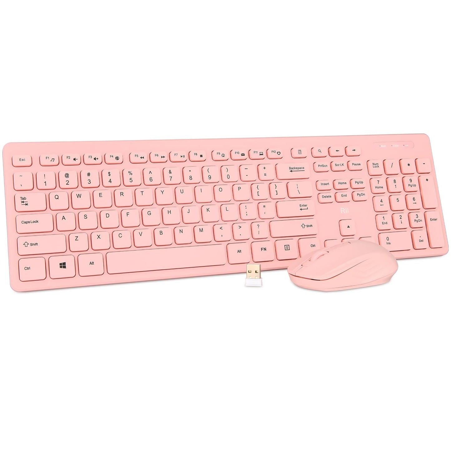 Wireless Keyboard and Mouse Combo - Rii Standard Office PC Keyboard and Optical Wireless Mice (Black)