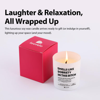 Smells Like Sobriety in This Bitch Sobriety Gifts Recovery Gifts for Women Sober Anniversary Scented Candle Home Office Jar Candle Sage Floral Lavender Scent 9.5 oz