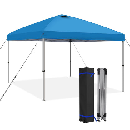 HYPER VENTURE 10x10ft Pop Up Canopy Tent with One Push Setup, Portable Outdoor Event Shelter with Rolling Carry Bag for Camping, Beach, Market, Patio (Blue)