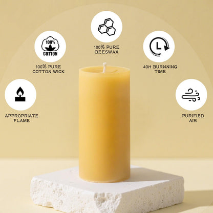 6 Pack Beeswax Pillar Candles for Home, Pure Natural Beeswax Candles Emergency Candle for Home, 210 Hours Organic Unscented Bees Wax Pillar Candle for Prayer, Dripless & Smokeless (2x4in)