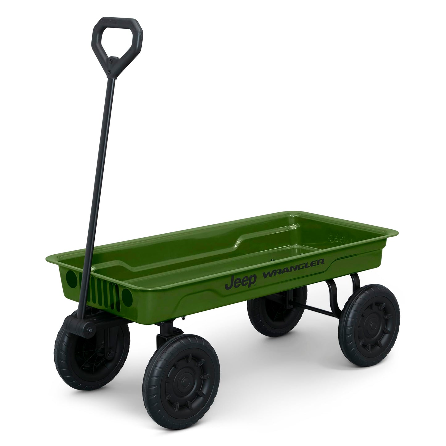 Jeep Wrangler Classic Kids Wagon by Delta Children – Rolling Utility Cart with All-Terrain Tires, Fold-Under Handle, Steel Body Pull Wagon for Outdoor Play, Olive Green Willys Jeep Heritage Design
