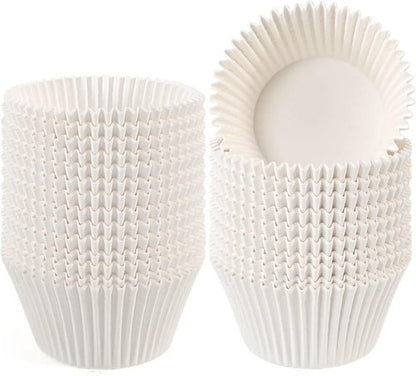Caperci Jumbo Cupcake Liners - 300-Count White Muffin Baking Cups | No Smell, Food Grade, Grease-Proof