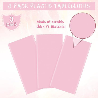 YIDAKO 12Pcs Light Pink Tablecloth,Disposable Plastic Tablecloths,Waterproof Pink Rectangle Table Cover for Graduation Birthdays Weddings Anniversary Party Decorations,54 x 108 Inch