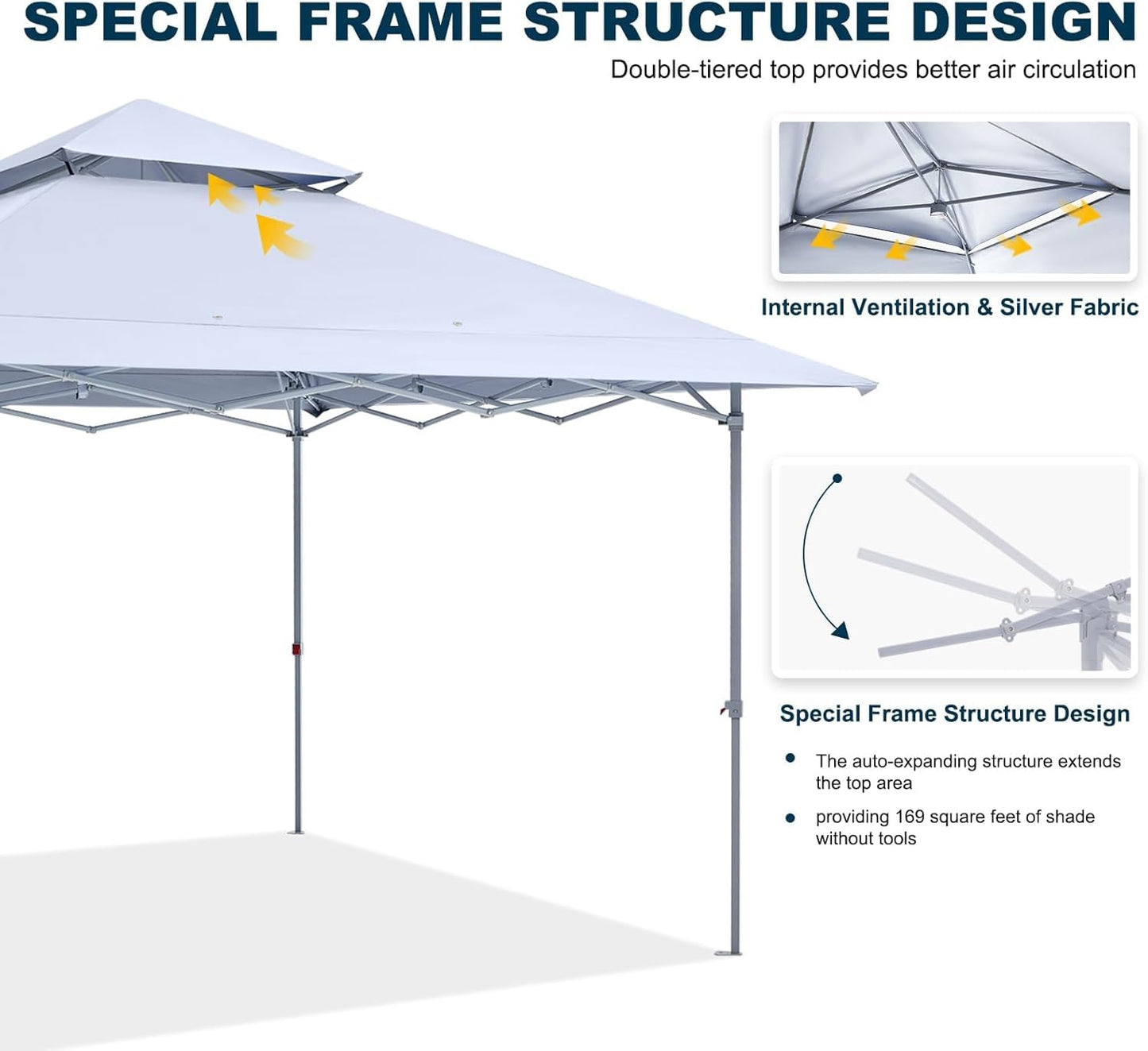 MASTERCANOPY 13x13 Pop-Up Canopy Tent Instant Shelter Outdoor Canopy with Wheeled Bag, White