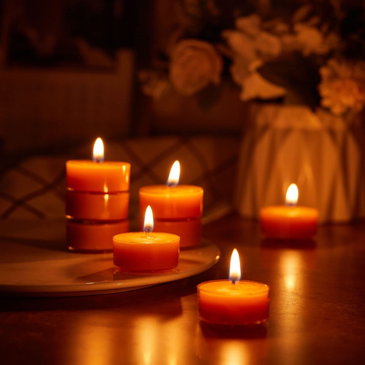 Beeswax Tealight Candles, Handmade Tea Light Candle 24 Pack with Cotton Wick - 4 Hours Long Burning, Natural Unscented and Smokeless for Home Decor, Party, Dinner