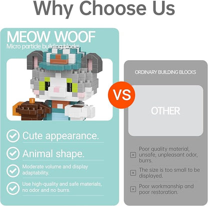 Cat and Dog Micro Mini Building Block Sets Birthday Gift for Kids Animals Buildling Model Kits Mini Bricks Cat and Dog Series Toys for Kids